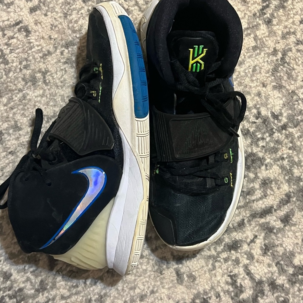 Nike Kyrie Black and Blue Mid-Top Sneakers with Velcro Strap